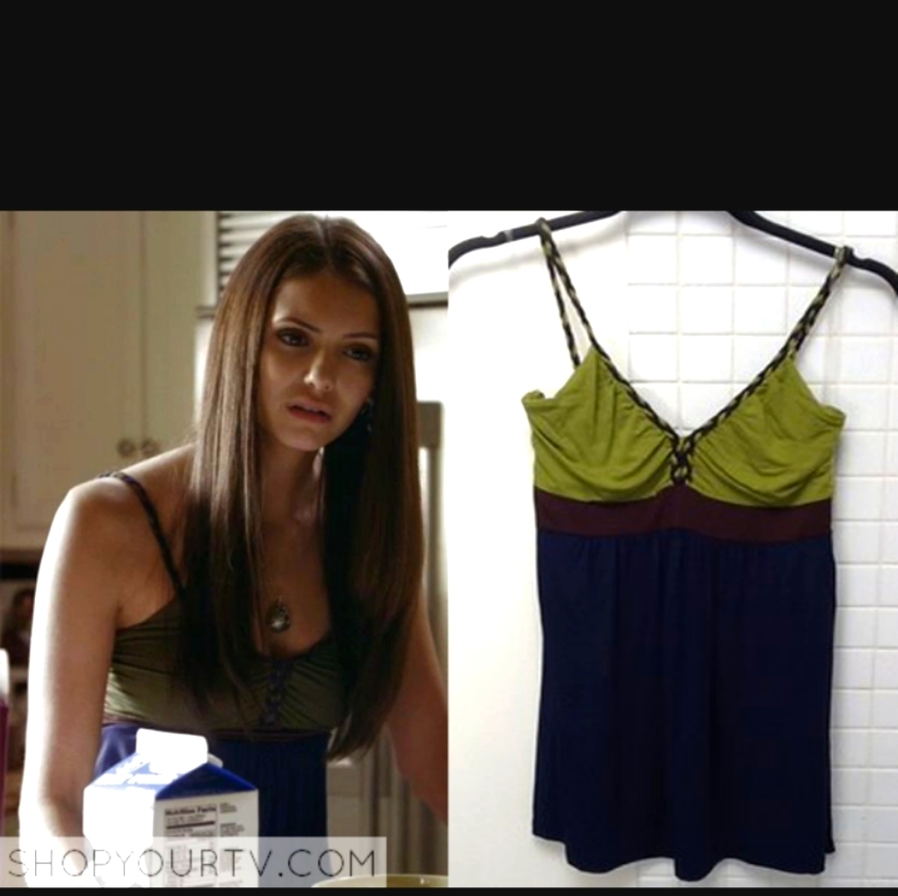 Soprano Olive Green and Navy Blue Spaghetti Strap Camisole
